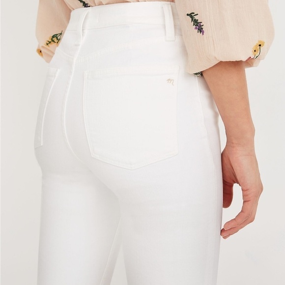 Madewell Cali Demi Boot Jeans in Pure White Denim Raw Hem Edition Size 29 - Picture 6 of 17